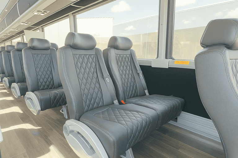 interior of Millcreek Coach Bus Service charter bus