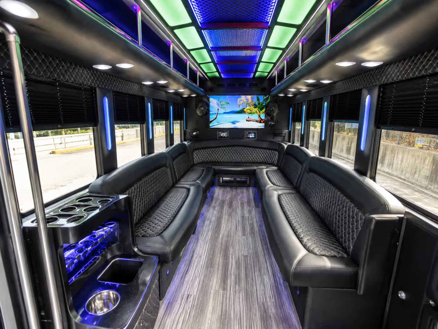 millcreek 18 passenger party bus inside