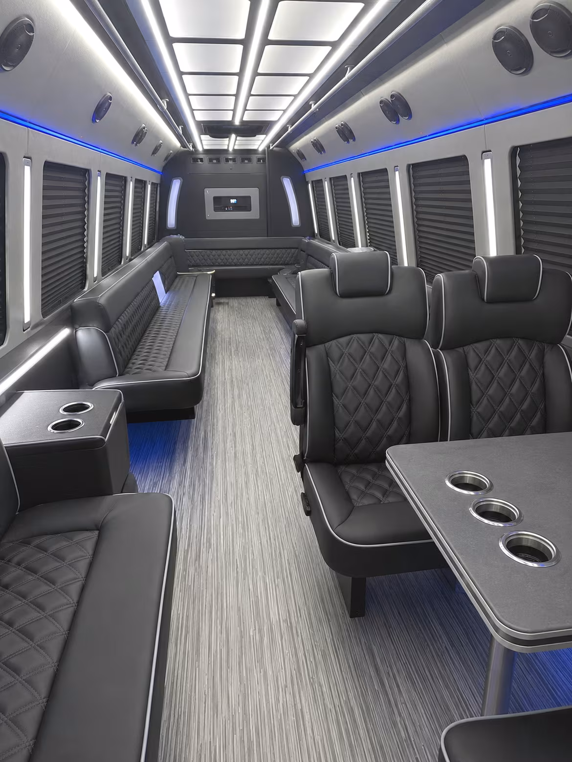 millcreek 25 passenger party bus inside