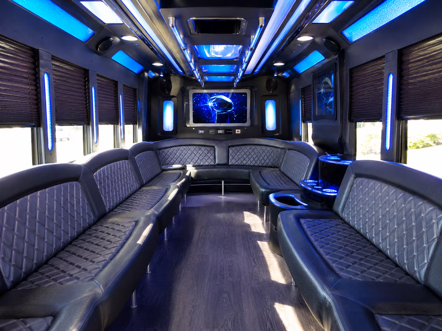 millcreek 28 passenger party bus inside