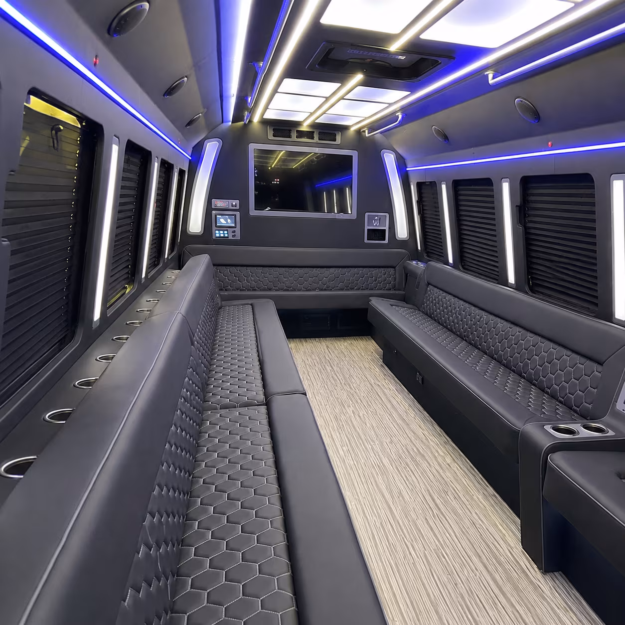 millcreek 40 passenger party bus inside