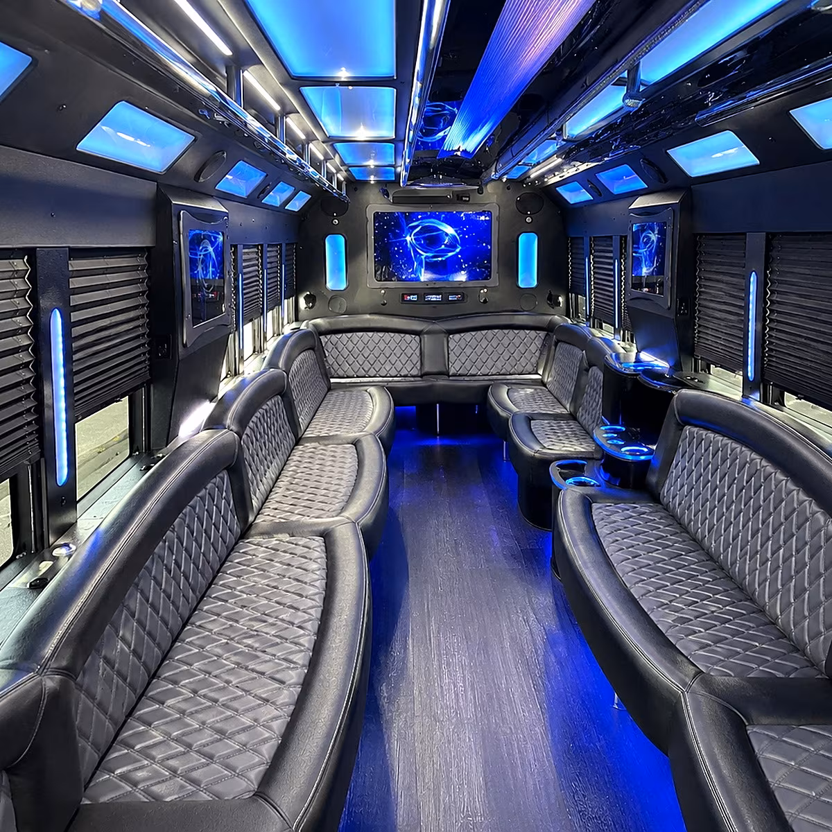 millcreek 50 passenger party bus interior